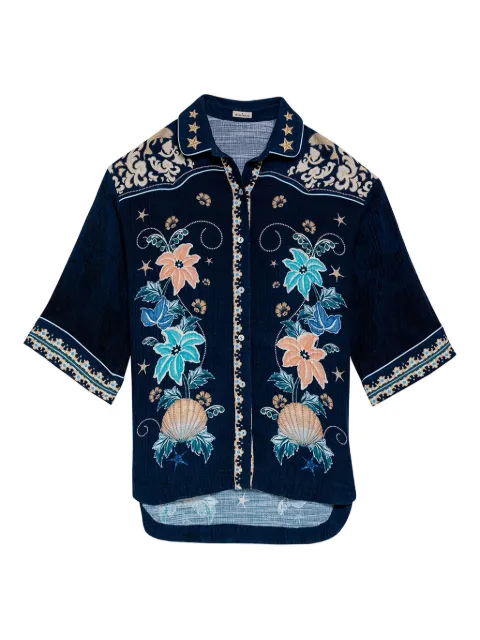 Agua Bendita Chrissy floral-print shirt Blue 19382
