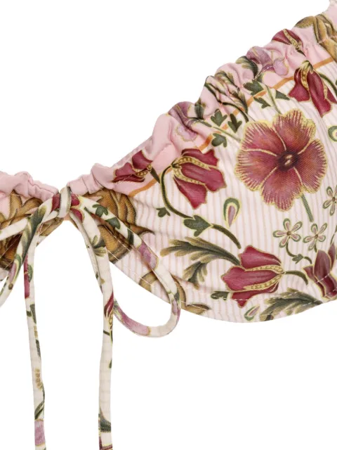 Agua Bendita Lupita ruffled floral-print bikini top Neutrals 19996