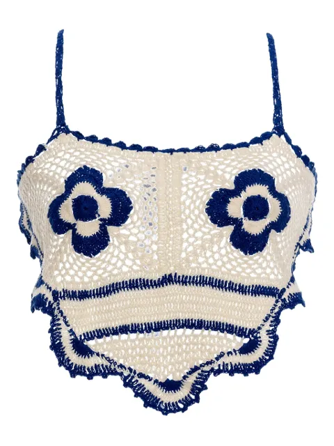 Agua Bendita flower-crochet top Neutrals 19369