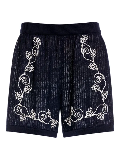 Agua Bendita Maury embroidered ribbed shorts Black 19782