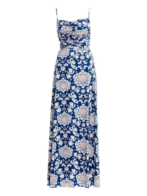 Agua Bendita Arista open-back shell-print maxi dress Blue 19388