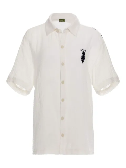 Agua Bendita Jack floral-embroidered shirt White 19787