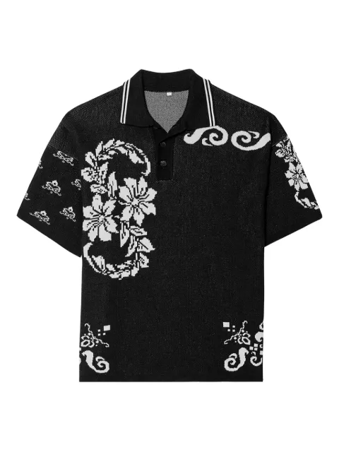 Agua Bendita Cobana floral-pattern polo shirt Black 20076