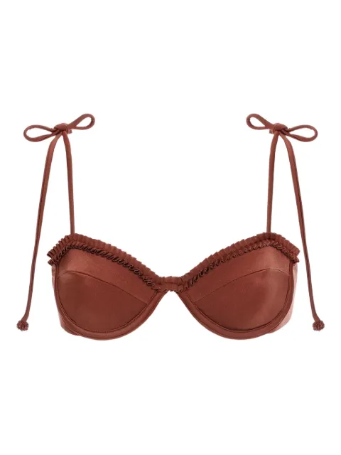 Agua Bendita Madelyn ruffled-trim bikini top Brown 19711