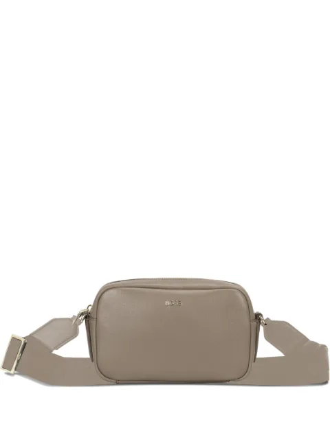 BOSS logo-plaque zip shoulder bag Brown 50547765