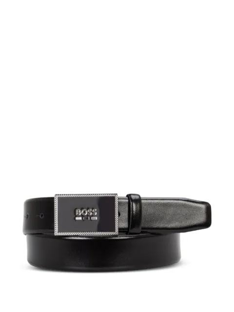 BOSS logo-buckle leather belt Black 50553275