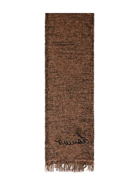 Laneus embroidered fringed scarf Brown F5LAUASC282