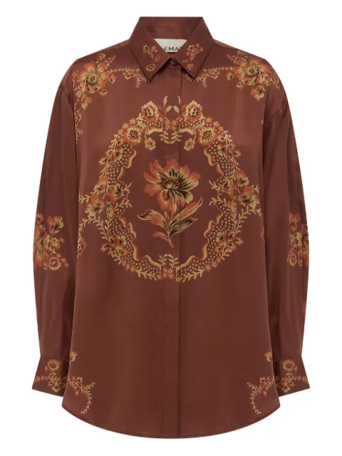 ALEMAIS Seraphina floral-print silk shirt Brown 5705T