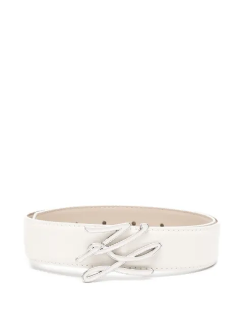 Karl Lagerfeld logo-plaque leather belt White A4W33022252