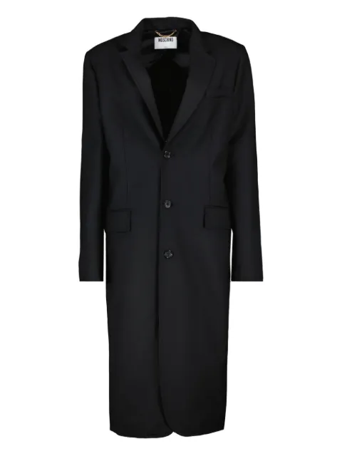 Moschino button-fastening satin-back coat Black V06225538