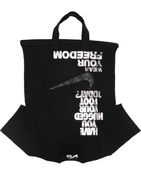 Black Comme Des Garçons x Nike slogan-print tote bag Black 1PK203