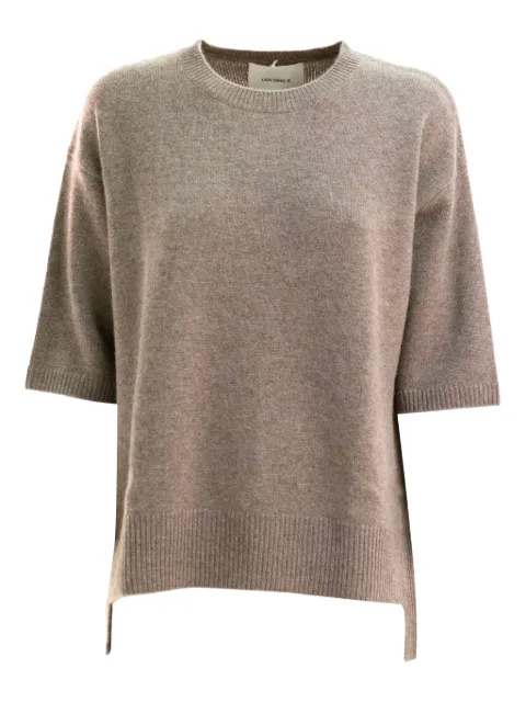 Lisa Yang short-sleeve side-slit sweater Brown CAMILLE