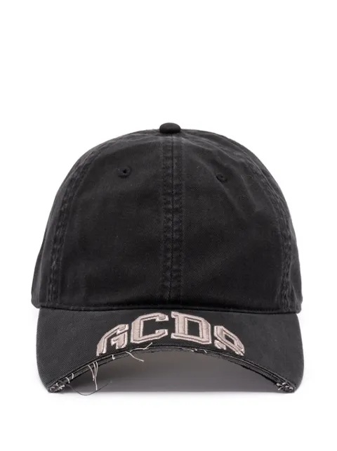 GCDS logo-embroidered frayed-edge baseball cap Black B2CU5804AK7