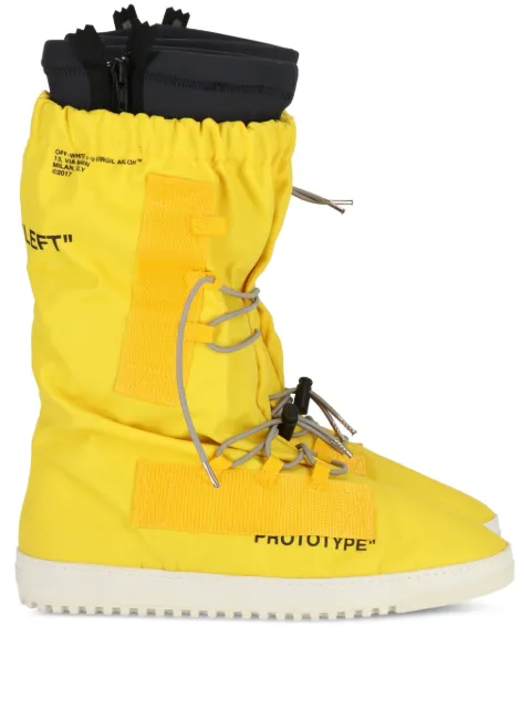 Off-White lace-up zip ridged-sole rain boots Yellow OMIA064S187990108810