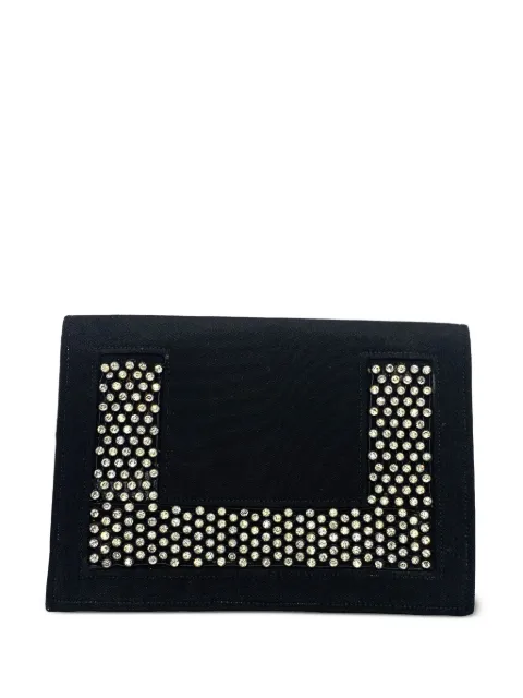 Jennifer Gibson Jewellery 1930s rhinestone silk clutch bag Black JGJSILKPURSE