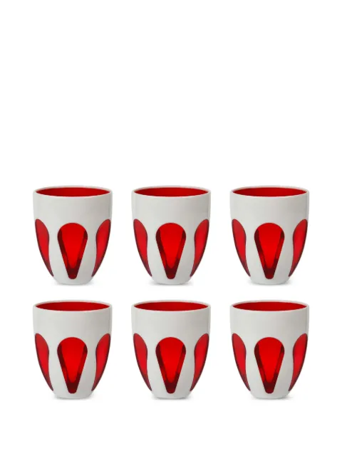 BACI MILANO Aqua droplet-pattern cups (set of six) Red AGWACOL05X6