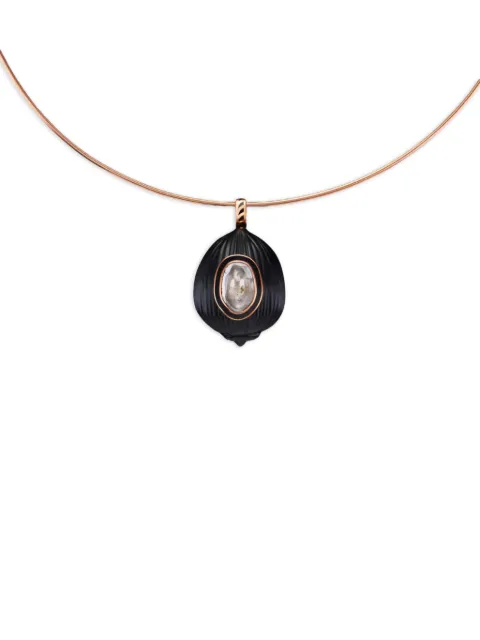 Dezso Coquito Polki diamond and onyx necklace Pink WCQPKDME