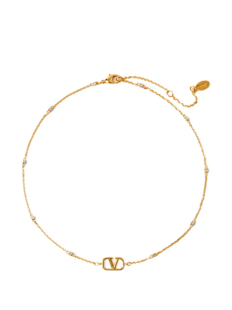 Valentino Garavani mini VLogo Signature necklace in metal and Swarovski crystals Gold WJ0T54YCW