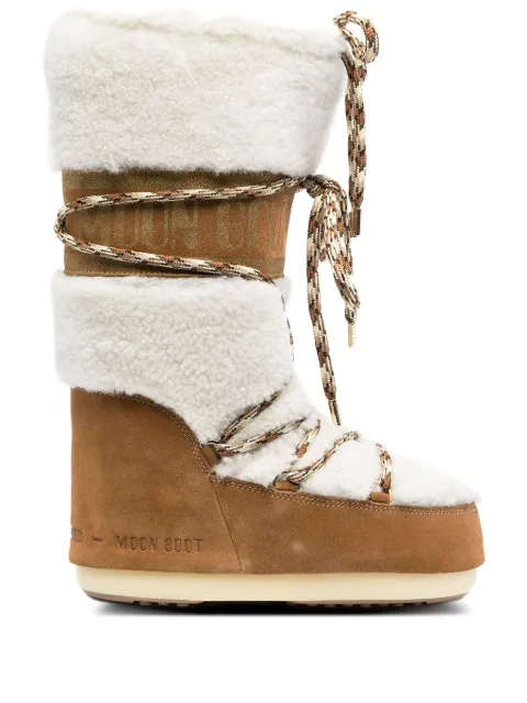 Moon Boot Lab69 Icon shearling-panelled lace-up boots Neutrals 80D1402610