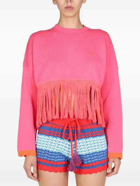 Gallo fringed long-sleeves sweater Pink AP5131079216