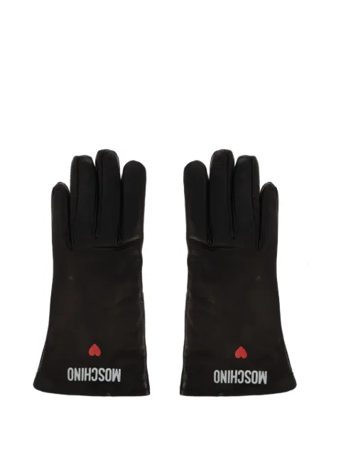 Moschino logo-heart leather gloves Black 65458M3355