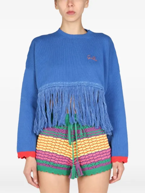 Gallo fringed long-sleeves sweater Blue AP5131074162