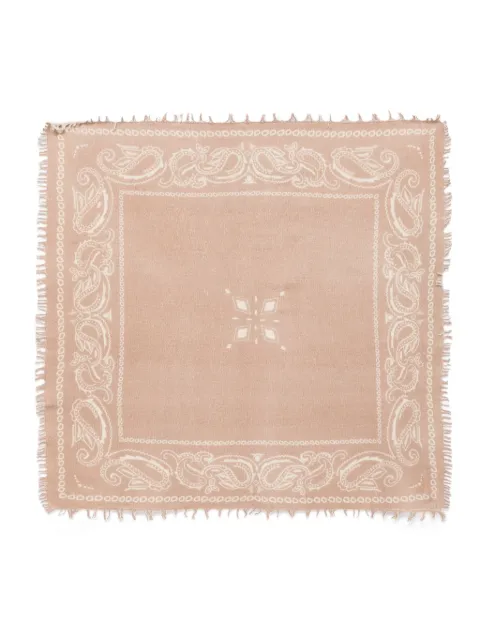 Liska Tuch paisley-print frayed-edge scarf Neutrals FELI440404