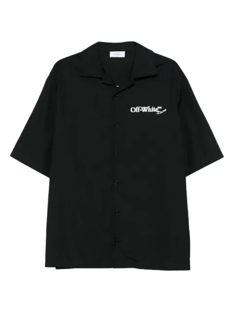 Off-White logo-embroidered short-sleeve shirt Black OMGG01FF25FAB0041001