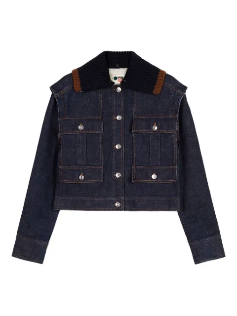 Ports 1961 knitted-collar denim jacket Blue PW425JJD01WDD021