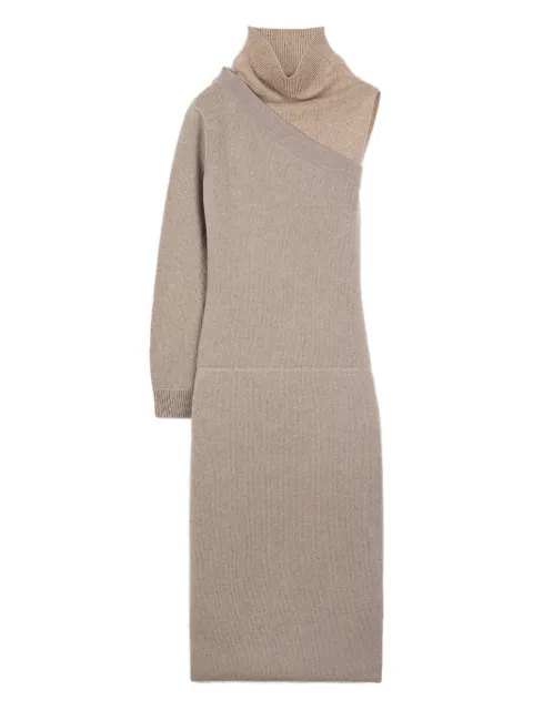 Ports 1961 single-sleeve turtleneck midi dress Neutrals PW425KFD07MKW003