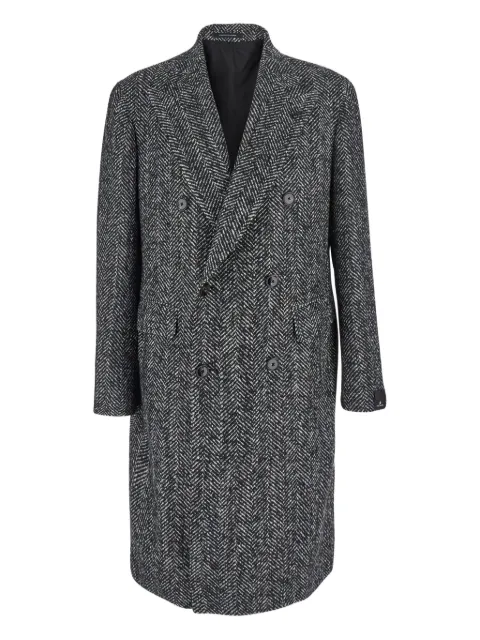 Tagliatore herringbone double-breasted coat Grey CLD10B340218