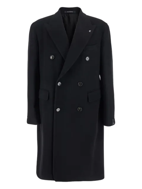 Tagliatore double-breasted peak-lapel coat Black CLD10B770065