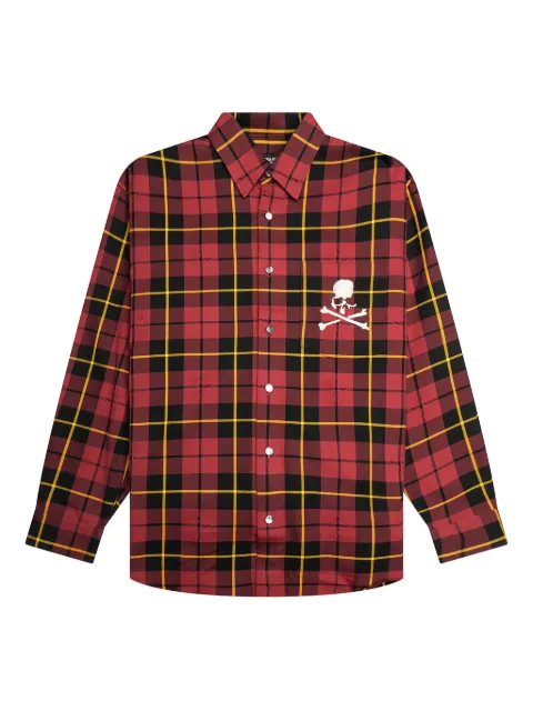 Mastermind World skull-embroidered plaid shirt Red MW24S13SH002021BURG