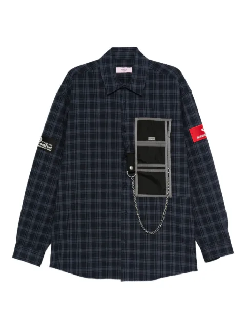 Martine Rose chain-detail checked shirt Blue 477WS32527