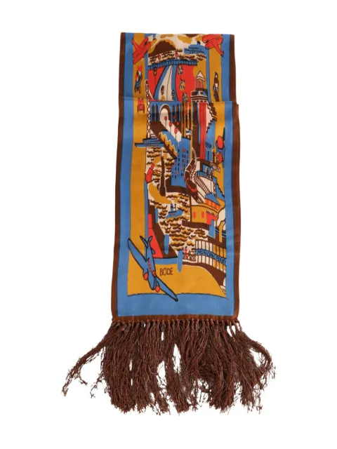 BODE city-scene fringed-edges scarf Brown MRF25ACO31