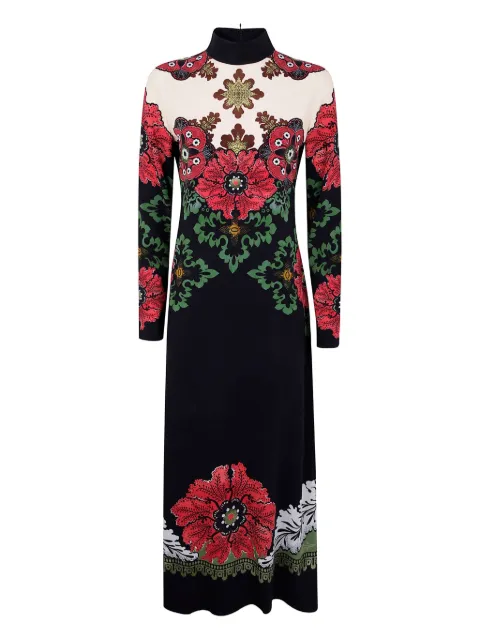 La DoubleJ floral-print high-neck dress Black DRE0444VIS011BOU01