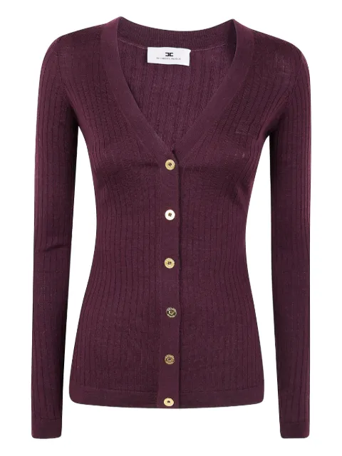 Elisabetta Franchi ribbed gold-button cardigan Red MK33S57E2