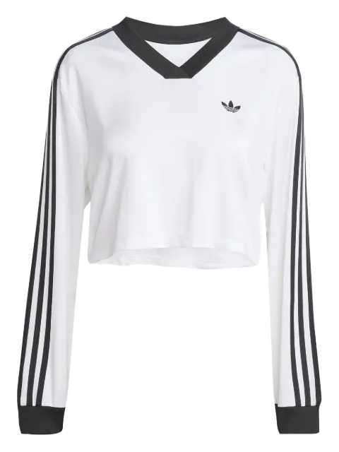 adidas three-stripe V-neck top White JV9740