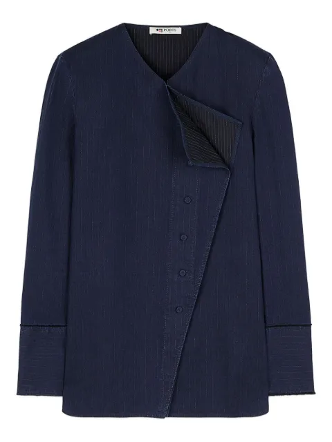 Ports 1961 pinstripe asymmetrical shirt Blue PW425HJD04WDC011