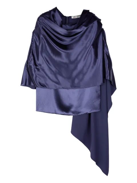 Ports 1961 draped satin-effect top Blue PW425HLS13RWB019