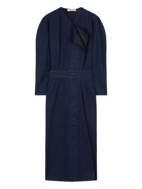 Ports 1961 Chic pinstripe belted midi dress Blue PW425DJD03WDC011