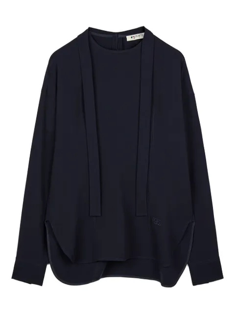 Ports 1961 tie-neck curved-hem blouse Blue PW425HLS51NWB021
