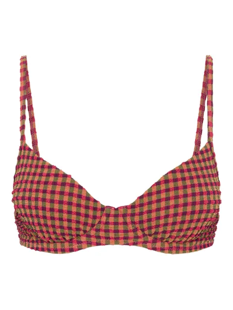 The Upside Aliki Heidi checked-pattern bikini bra Pink USW425161