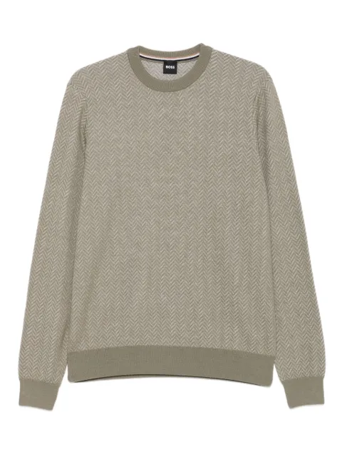 BOSS herringbone-pattern sweater Brown 50549985