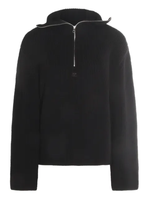 Courrèges zip-neck ribbed sweater Black 325MPU243TFI00369999