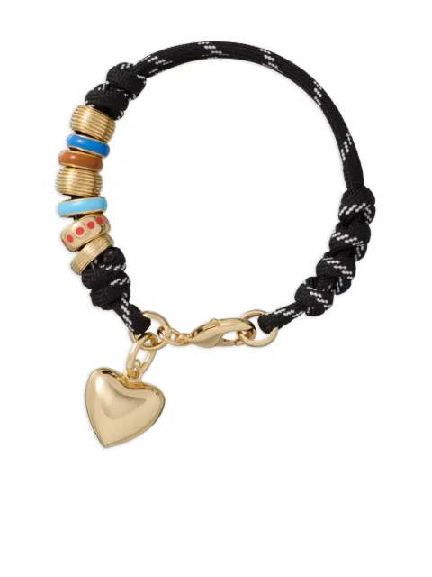 Roxanne Assoulin knotted heart-charm bracelet Black RXH25B113AGOLDHEART