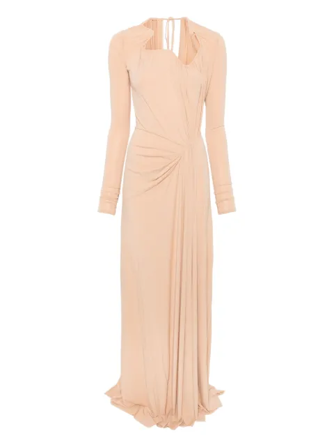 Victoria Beckham gathered-detail maxi dress Neutrals 1425WDR007007A