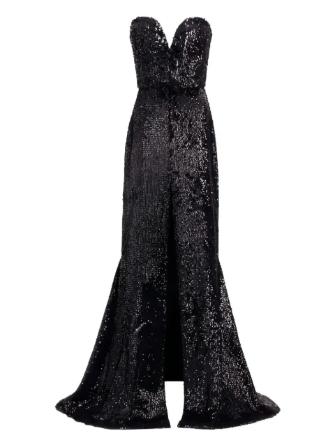 Elie Saab sequin-embellished strapless maxi dress Black D0797NP25PA008