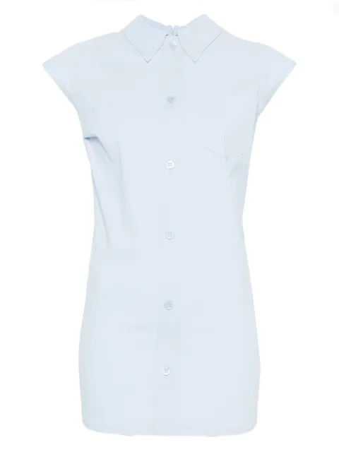 Issey Miyake short-sleeved buttoned blouse Blue M58FJ012