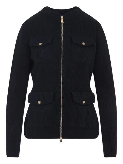 Moncler ribbed zip-front fitted jacket Blue K20939B00013M1241